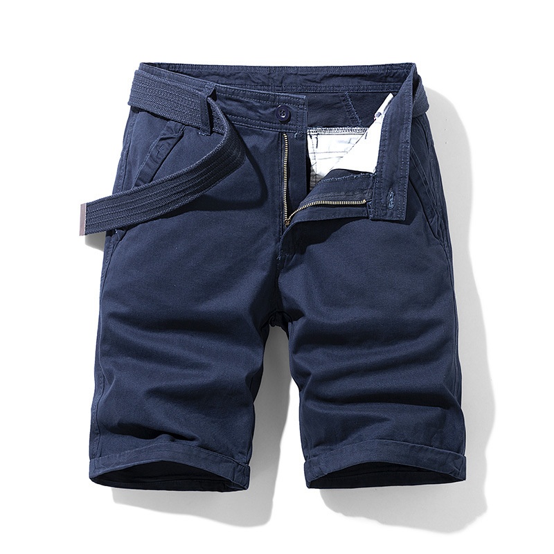 Shorts cargo minimalistas de corte relajado para hombre, ideales para uso informal de verano (cinturón no incluido)