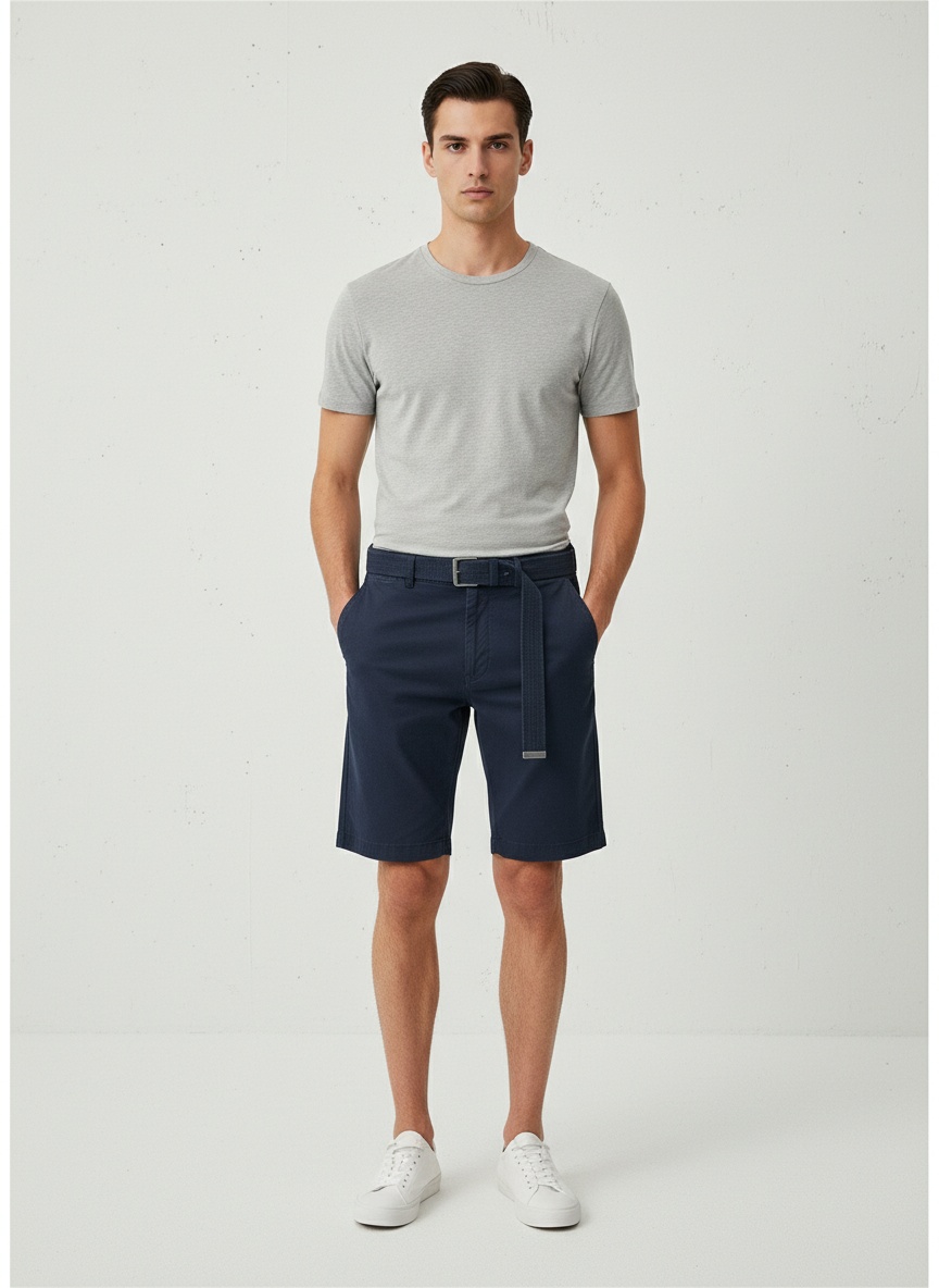 Shorts cargo minimalistas de corte relajado para hombre, ideales para uso informal de verano (cinturón no incluido)
