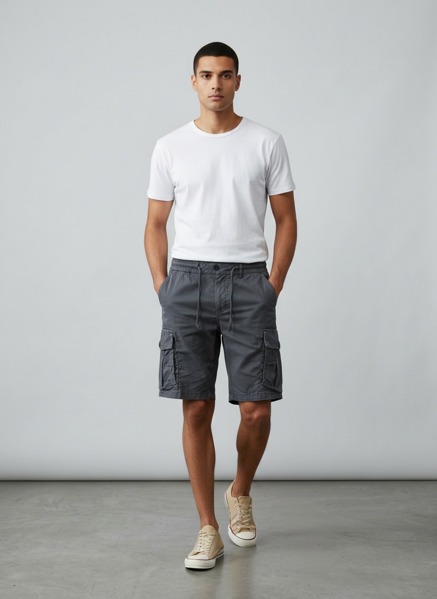 Pantalones cortos cargo holgados con múltiples bolsillos para hombre, ideales para el verano.