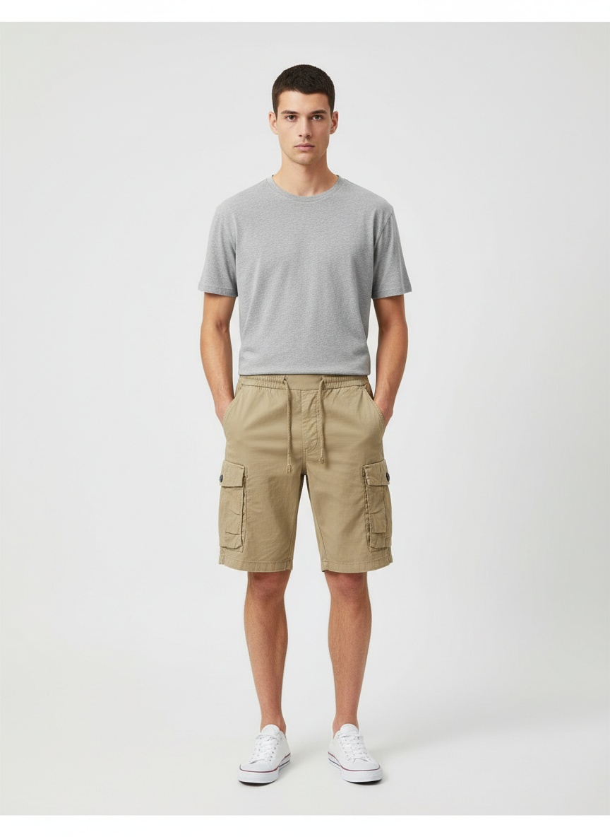Pantalones cortos cargo holgados con múltiples bolsillos para hombre, ideales para el verano.