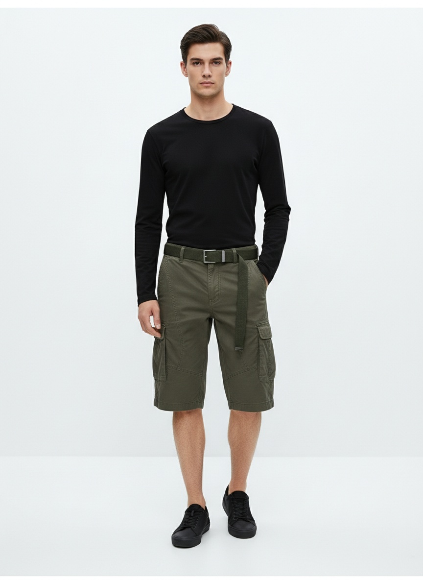 Pantalones cortos cargo elásticos, versátiles y casuales de verano para hombre (cinturón no incluido)