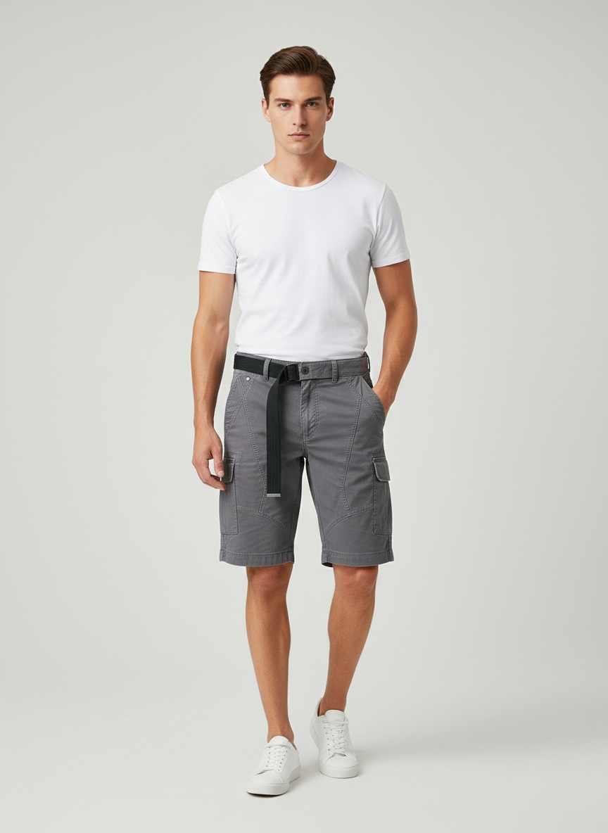 Pantalones cortos cargo elásticos, versátiles y casuales de verano para hombre (cinturón no incluido)