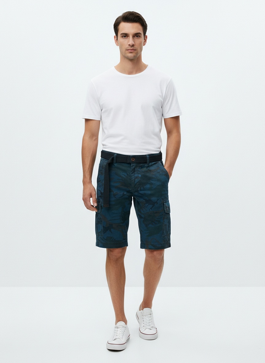 Lässige Herrenshorts mit Camouflage-Muster für den Sommer (Gürtel nicht enthalten)