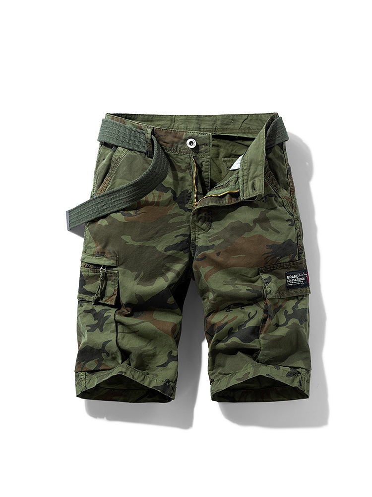 Herren-Cargoshorts mit Camouflage-Muster, Stretchanteil und lockerer Passform für sommerliche Freizeitkleidung (Gürtel nicht enthalten)