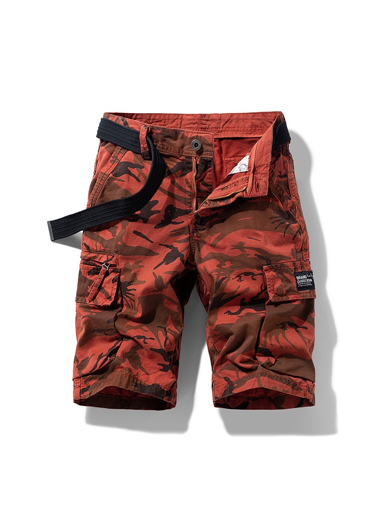 Herren-Cargoshorts mit Camouflage-Muster, Stretchanteil und lockerer Passform für sommerliche Freizeitkleidung (Gürtel nicht enthalten)