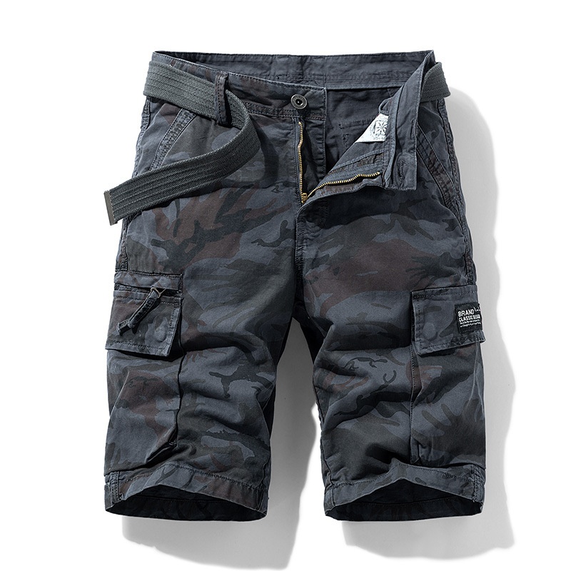 Herren-Cargoshorts mit Camouflage-Muster, Stretchanteil und lockerer Passform für sommerliche Freizeitkleidung (Gürtel nicht enthalten)