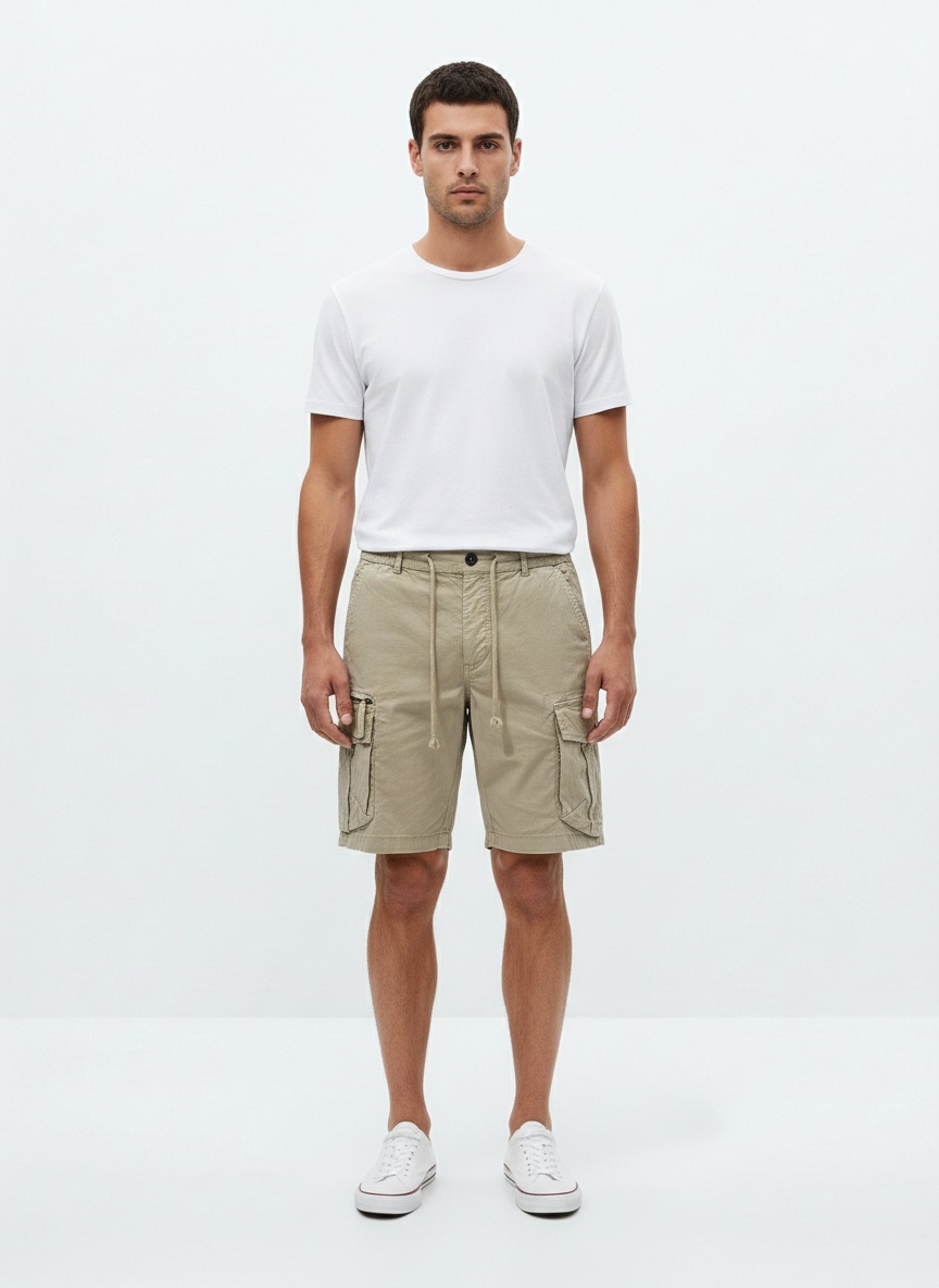 Pantalones cortos cargo estilo vintage con múltiples bolsillos para hombre, para uso informal de verano.