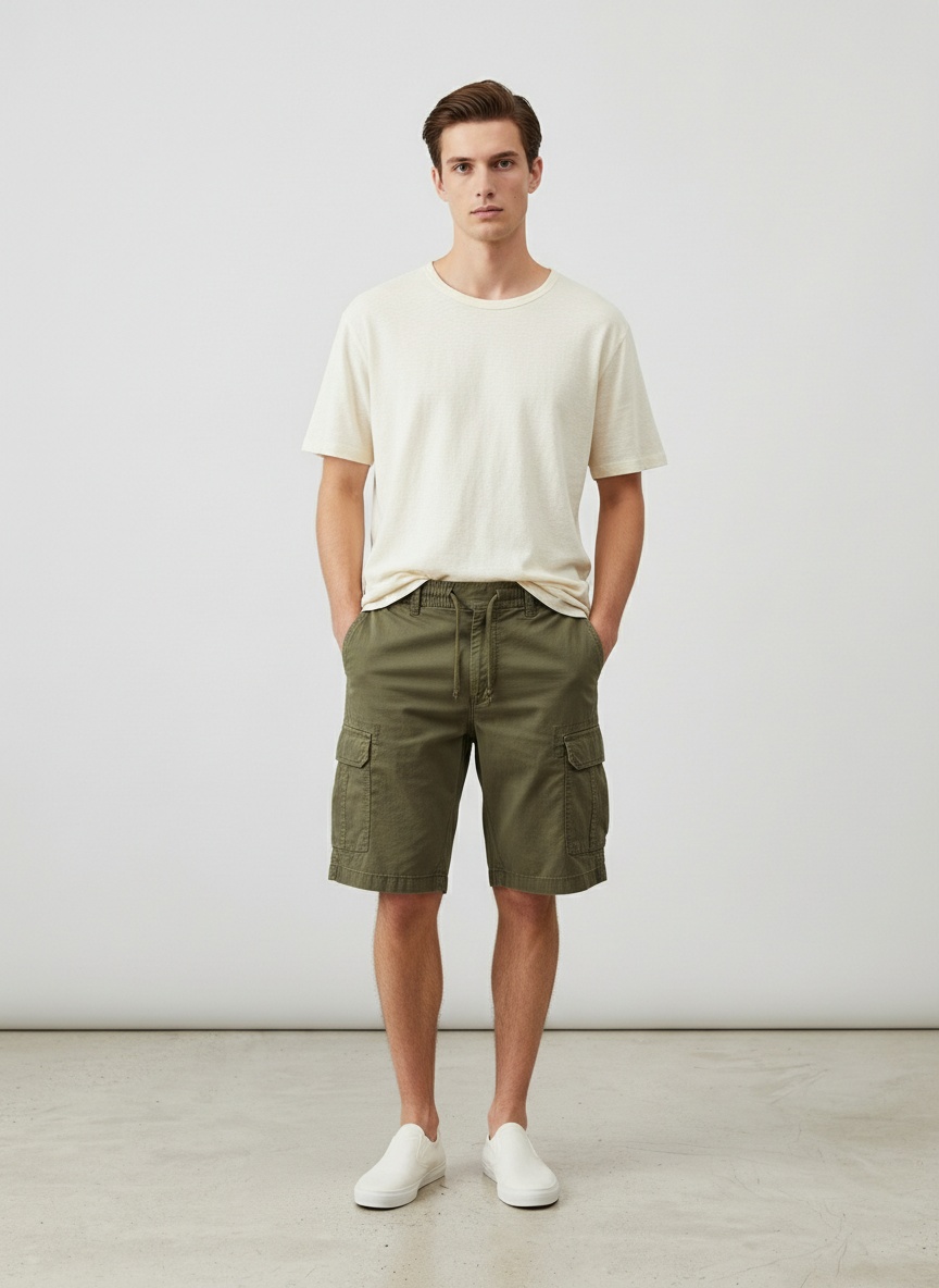 Pantalones cortos cargo estilo vintage con múltiples bolsillos para hombre, para uso informal de verano.