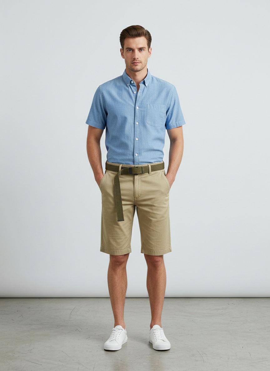 Pantalones cortos cargo de verano para hombre, de corte holgado, para uso casual versátil (cinturón no incluido)