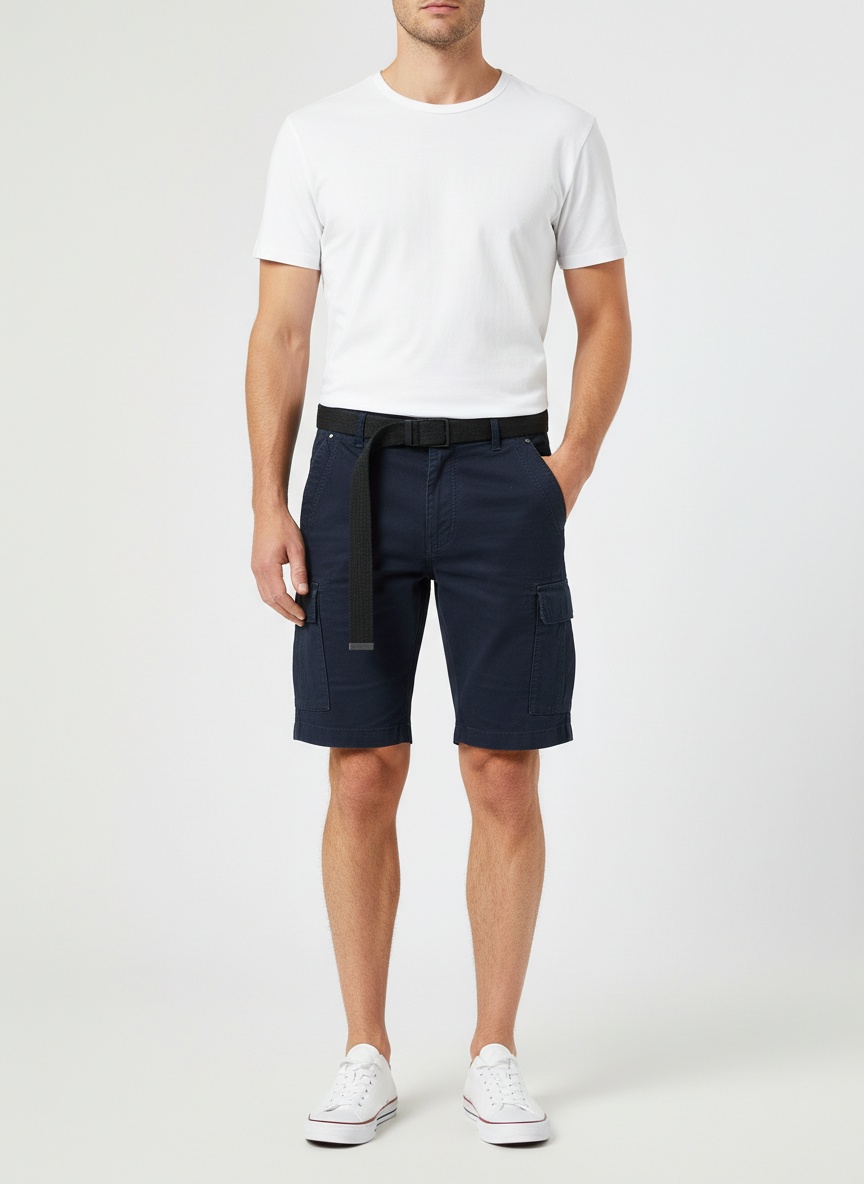 Pantalones cortos cargo de verano para hombre, de corte holgado, para uso casual versátil (cinturón no incluido)