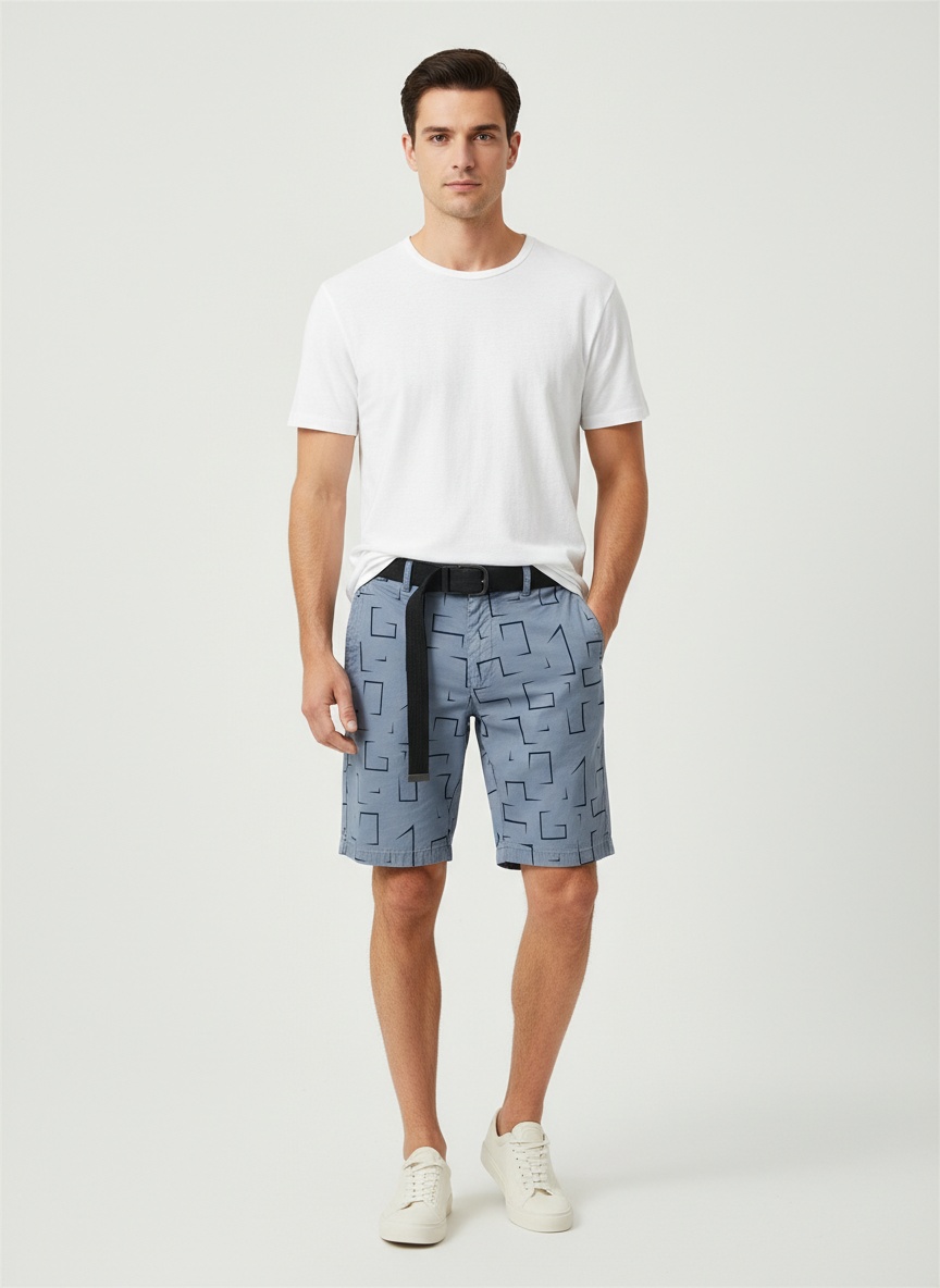 Pantalones cortos cargo a rayas para hombre, ideales para uso informal en verano (cinturón no incluido).