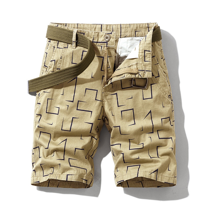 Pantalones cortos cargo a rayas para hombre, ideales para uso informal en verano (cinturón no incluido).