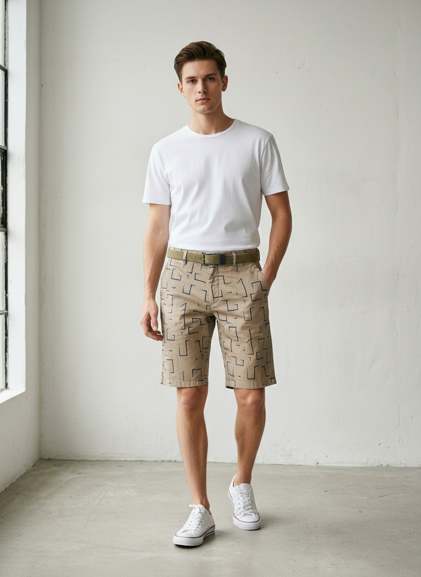 Pantalones cortos cargo a rayas para hombre, ideales para uso informal en verano (cinturón no incluido).