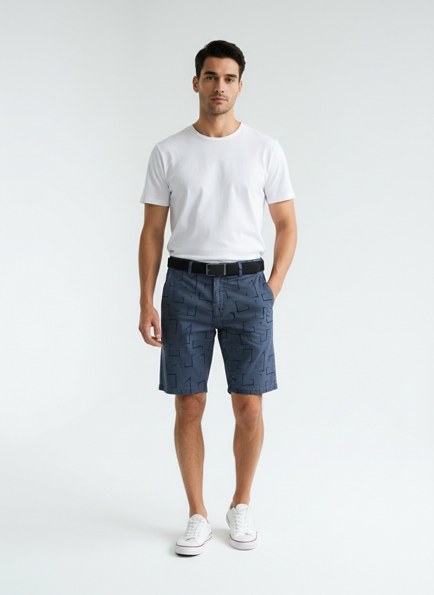 Pantalones cortos cargo a rayas para hombre, ideales para uso informal en verano (cinturón no incluido).