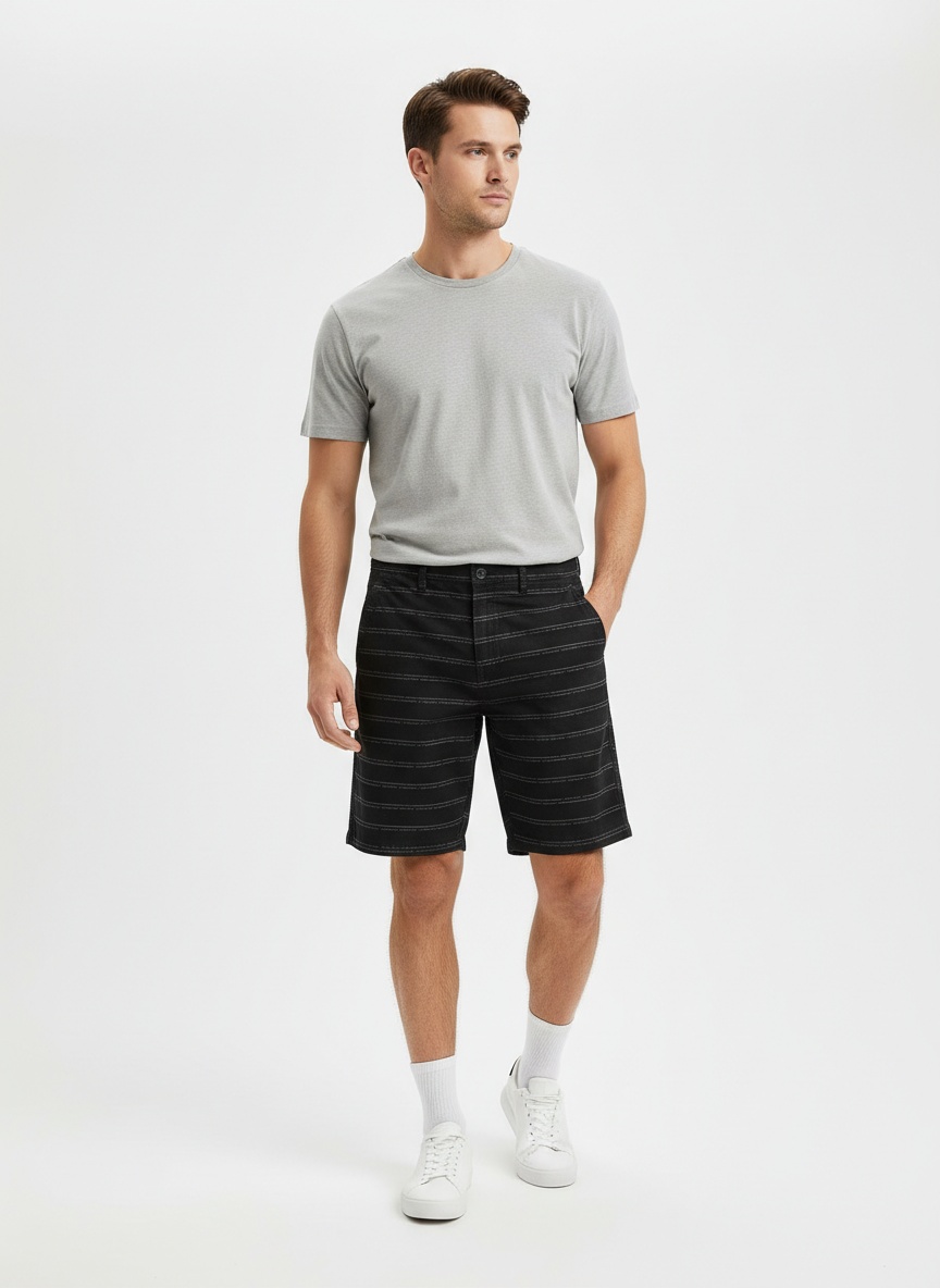 Pantalones cortos cargo holgados a rayas para hombre para uso informal de verano