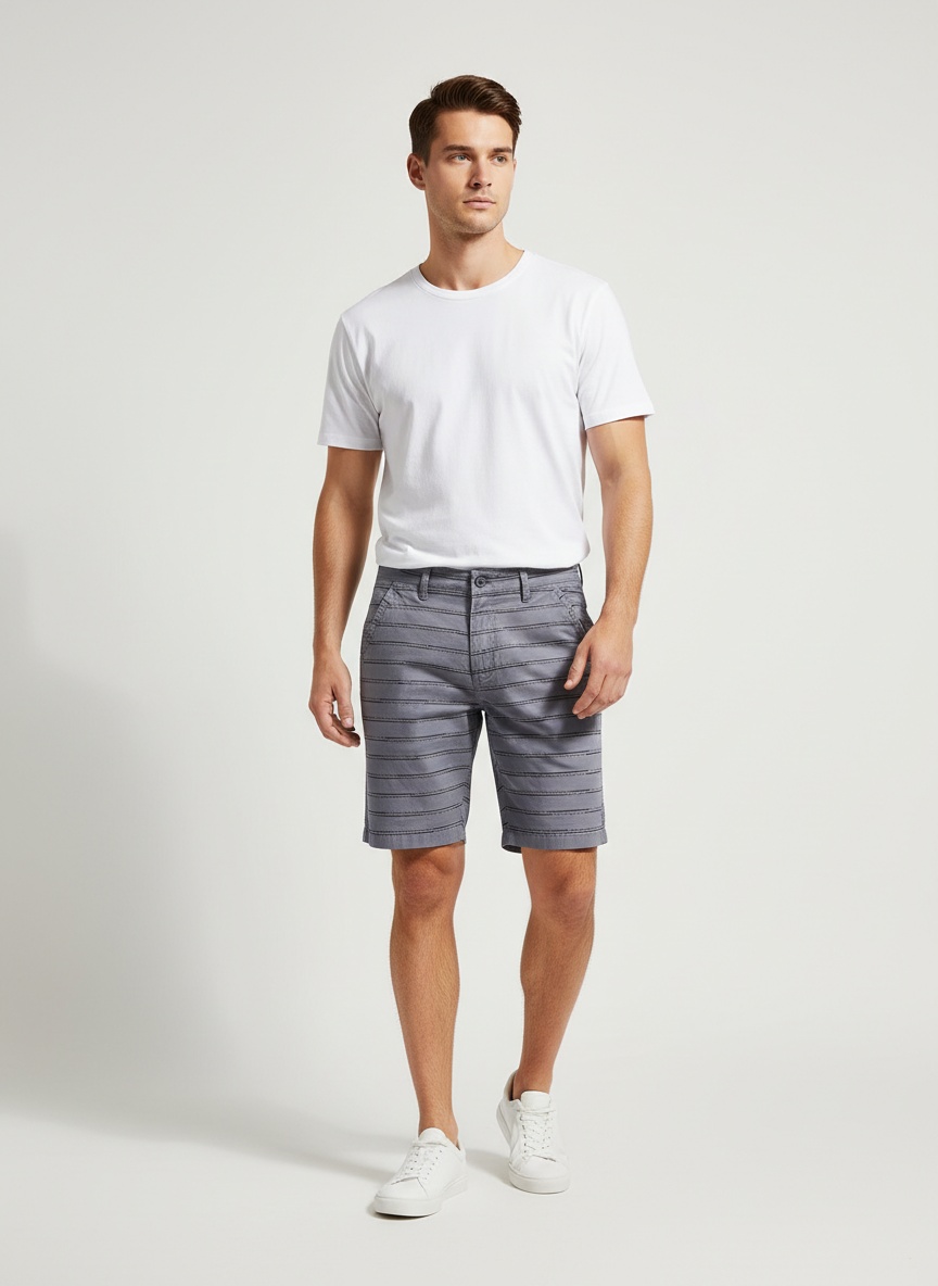 Pantalones cortos cargo holgados a rayas para hombre para uso informal de verano