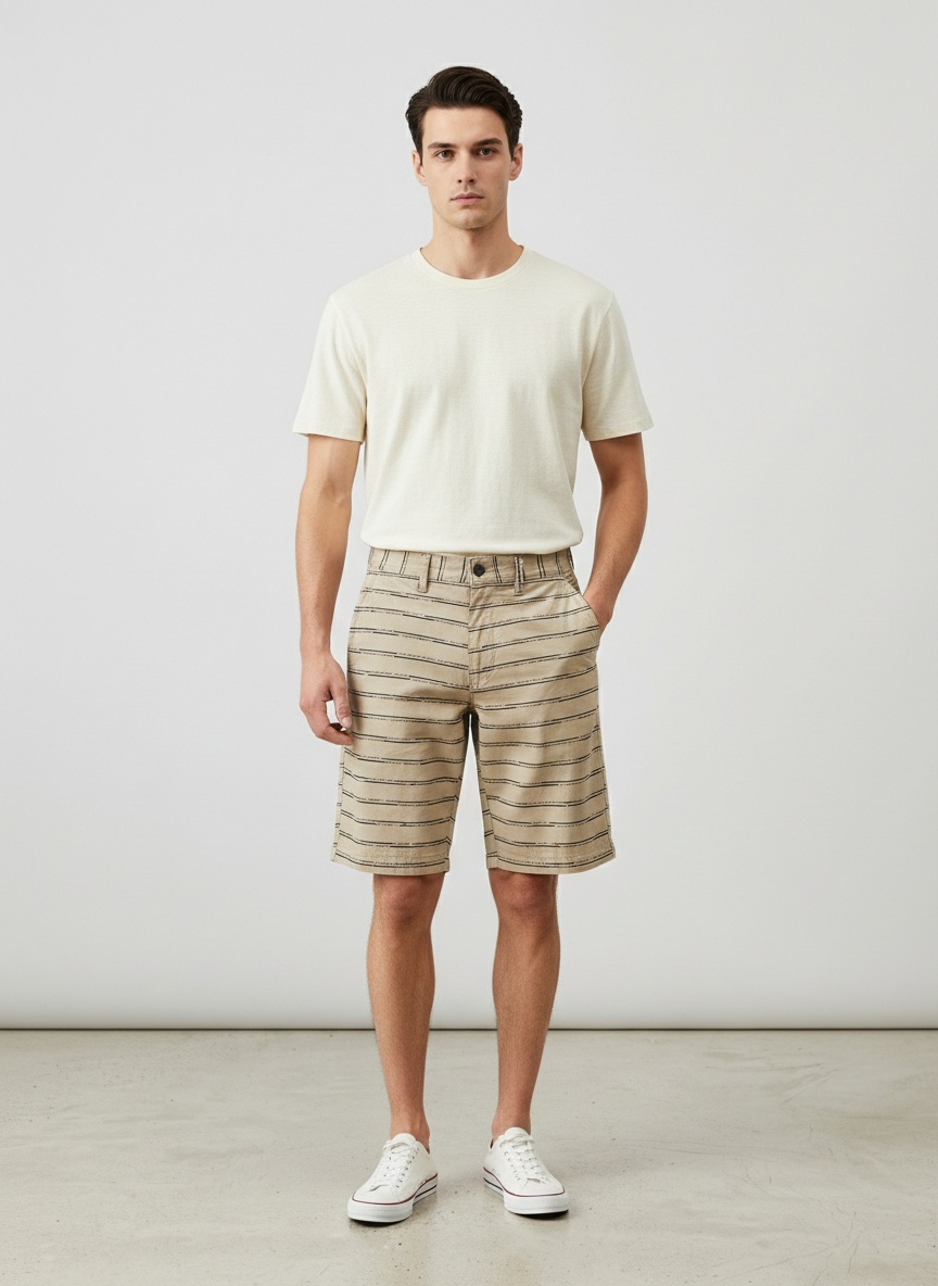 Pantalones cortos cargo holgados a rayas para hombre para uso informal de verano