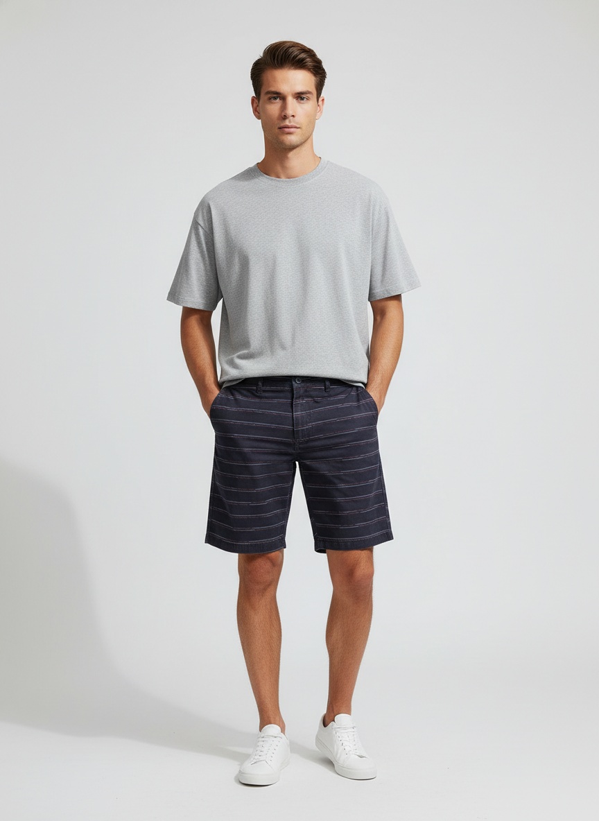 Pantalones cortos cargo holgados a rayas para hombre para uso informal de verano