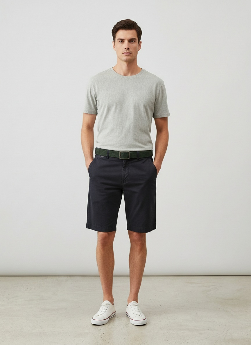 Pantalones cortos casuales de verano minimalistas para hombre (cinturón no incluido)