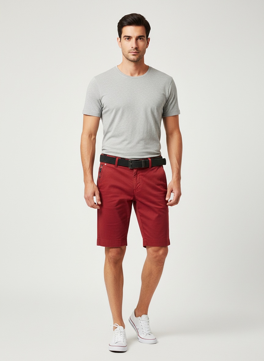 Pantalones cortos casuales de verano minimalistas para hombre (cinturón no incluido)