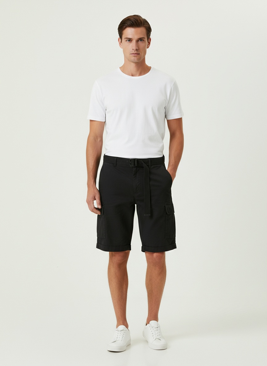 Vintage Minimalist Summer Men's Cargo Shorts  (Belt Not Included)