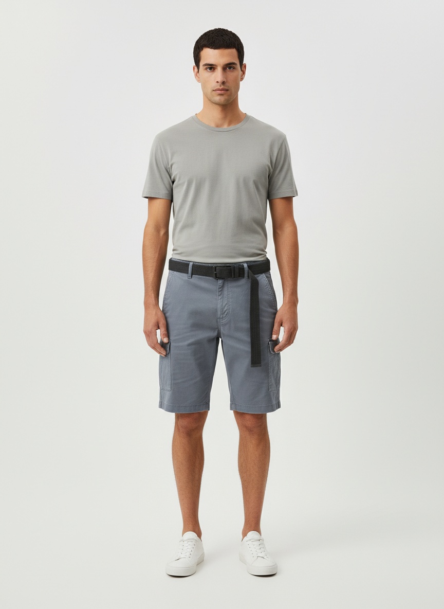 Vintage Minimalist Summer Men's Cargo Shorts  (Belt Not Included)