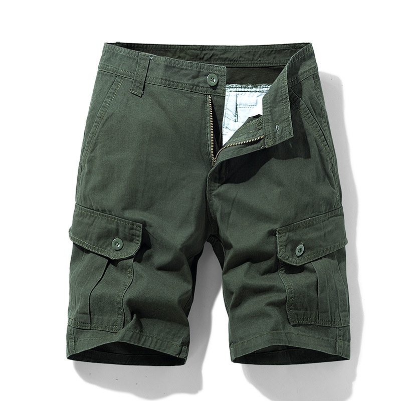 Pantalones cortos cargo minimalistas de color sólido para hombre para uso informal al aire libre en verano.