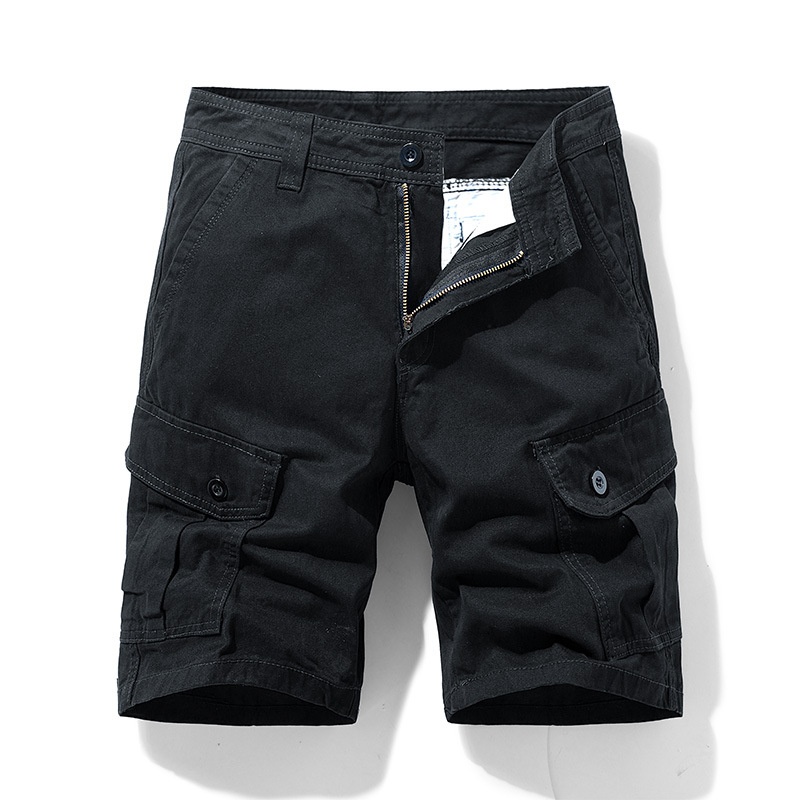 Pantalones cortos cargo minimalistas de color sólido para hombre para uso informal al aire libre en verano.