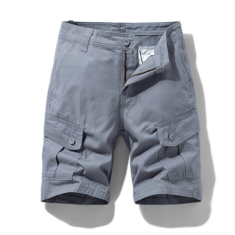 Pantalones cortos cargo minimalistas de color sólido para hombre para uso informal al aire libre en verano.