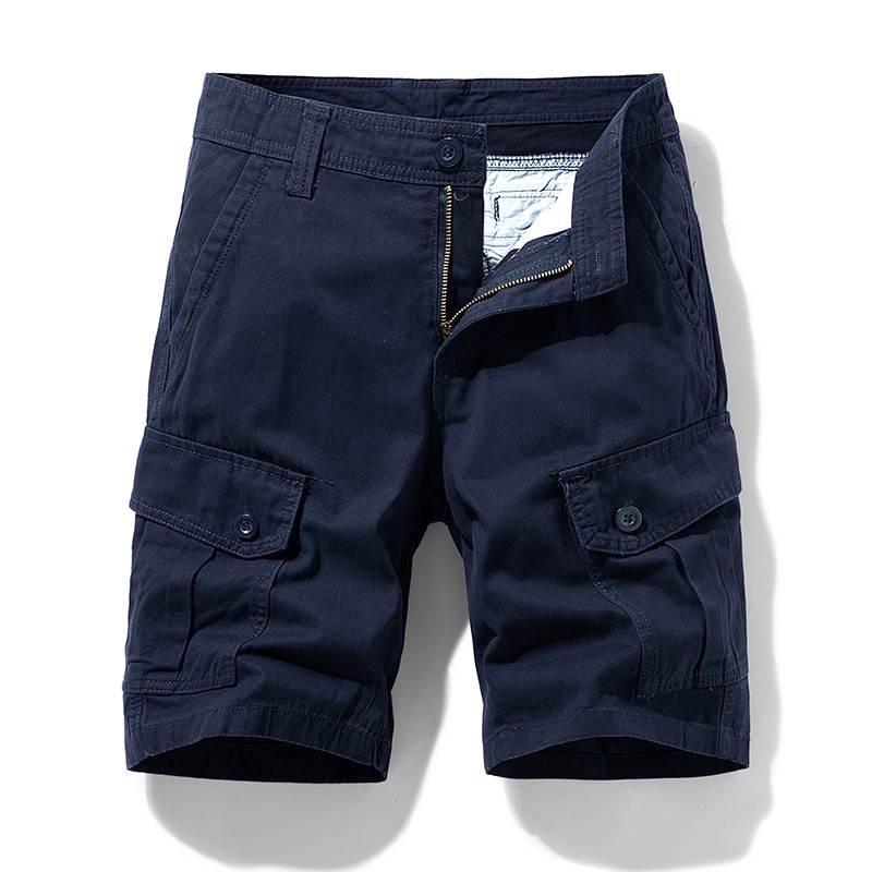 Pantalones cortos cargo minimalistas de color sólido para hombre para uso informal al aire libre en verano.
