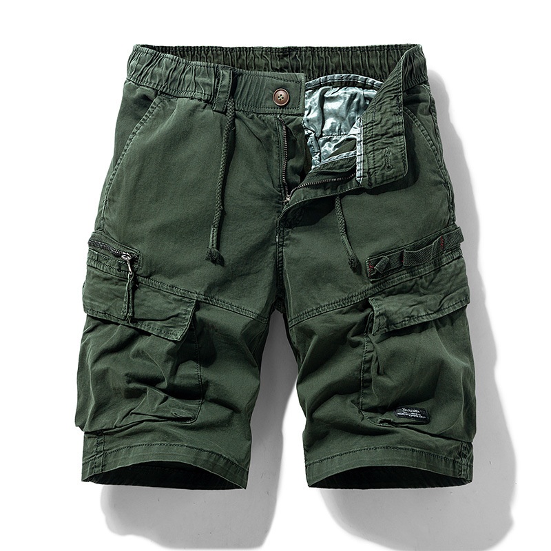 Vintage Style Multi-pocket Men's Cargo Shorts with Zipper Detail for Summer Casual Wear