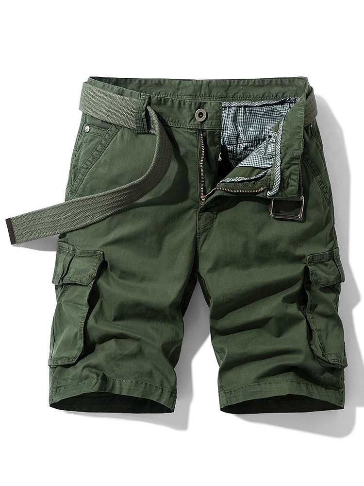 Vintage Style Multi-Pocket Men's Cargo Shorts for Summer Casual Wear  (Belt Not Included)