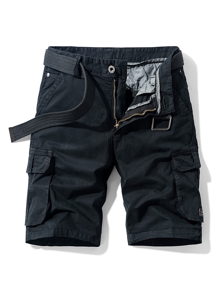 Vintage Style Multi-Pocket Men's Cargo Shorts for Summer Casual Wear  (Belt Not Included)