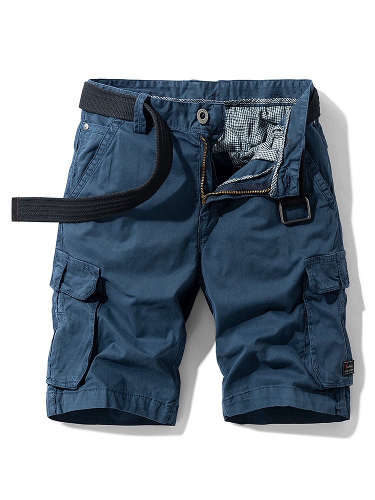 Vintage Style Multi-Pocket Men's Cargo Shorts for Summer Casual Wear  (Belt Not Included)