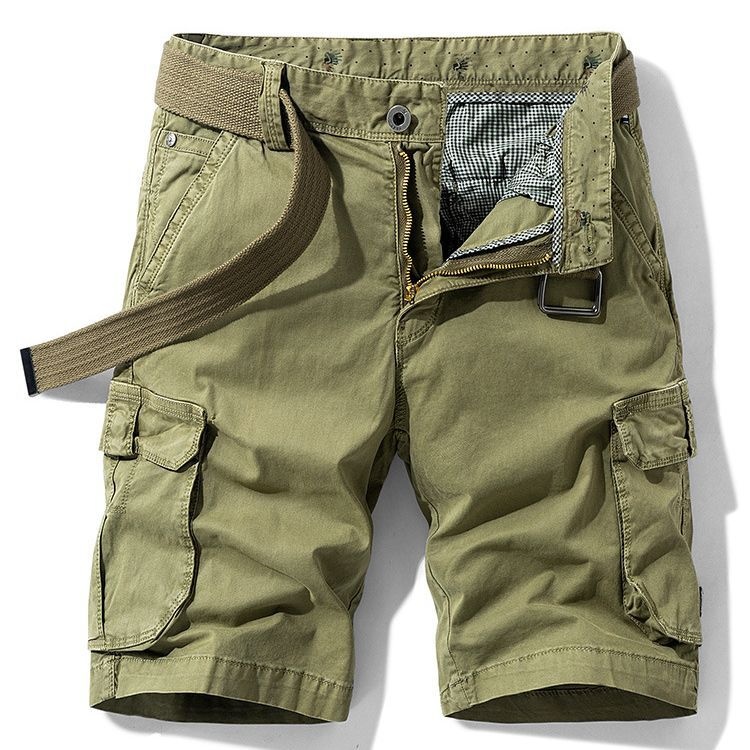 Vintage Style Multi-Pocket Men's Cargo Shorts for Summer Casual Wear  (Belt Not Included)
