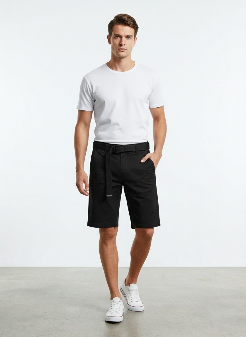 Pantalones cortos casuales de verano para hombre con estampado floral (cinturón no incluido)