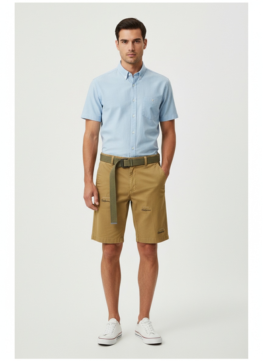 Pantalones cortos casuales de verano para hombre con estampado floral (cinturón no incluido)