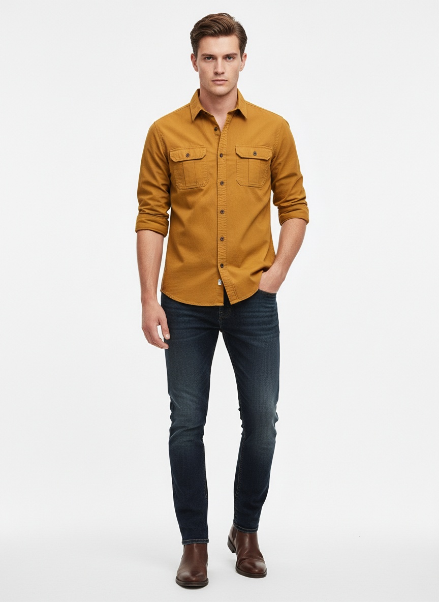 Casual Simple Warm Outdoor Men's Shirt for Winter Wear