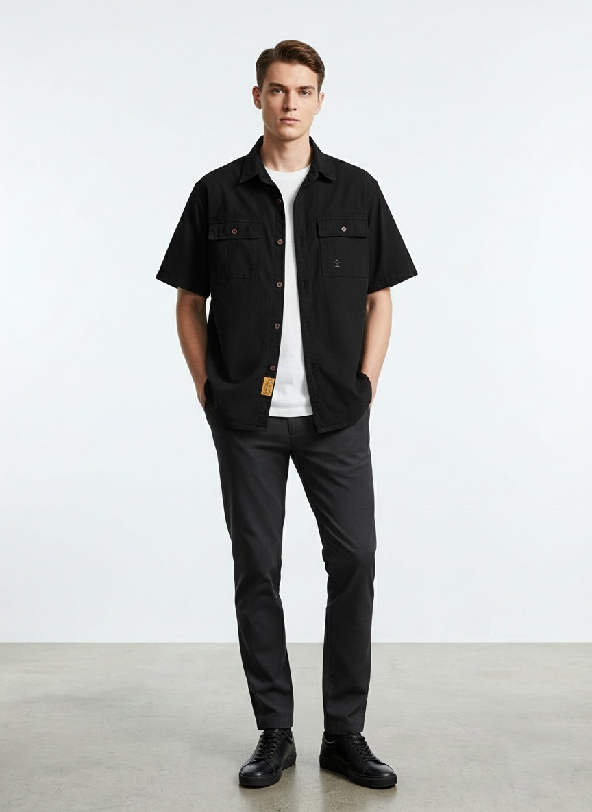 Multi-Pocket Retro Style Men's Shirt for Summer Casual Wear