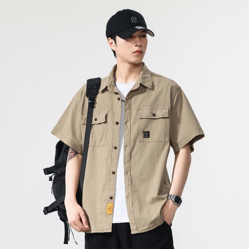 Multi-Pocket Retro Style Men's Shirt for Summer Casual Wear