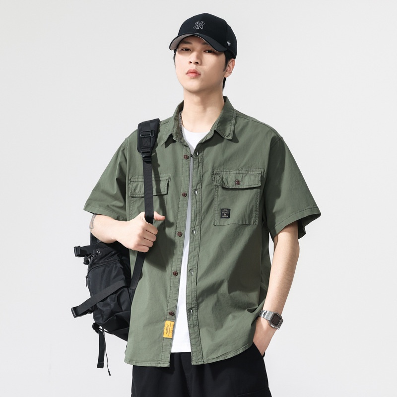 Multi-Pocket Retro Style Men's Shirt for Summer Casual Wear