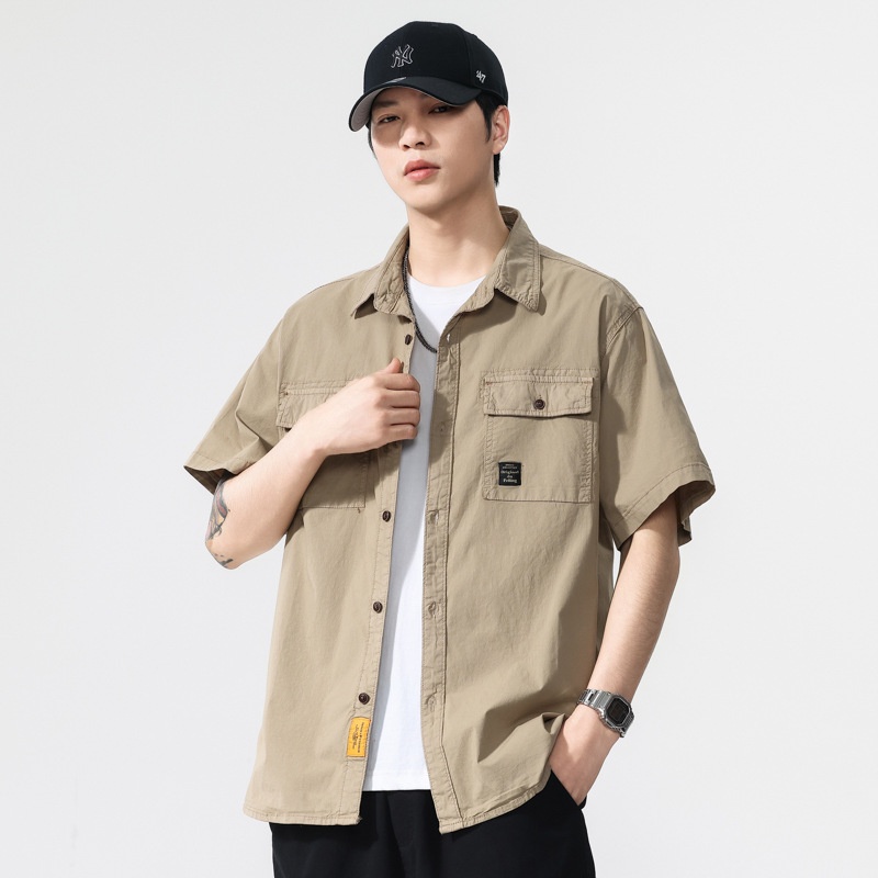 Short-Sleeve Relaxed Fit Men's Cargo Shirt for Summer Outdoor Casual Wear