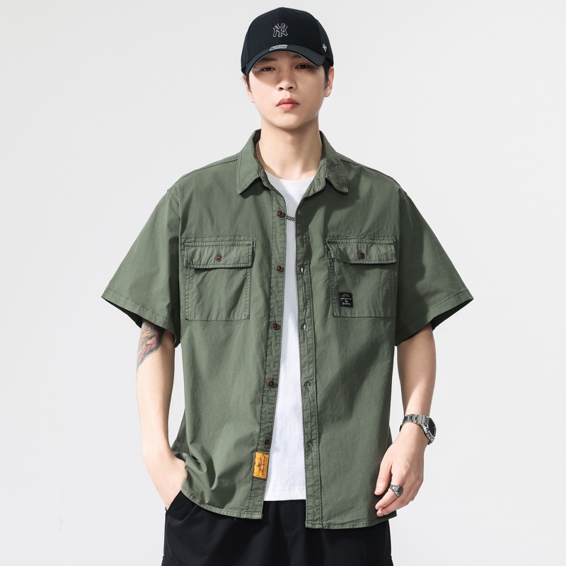 Short-Sleeve Relaxed Fit Men's Cargo Shirt for Summer Outdoor Casual Wear