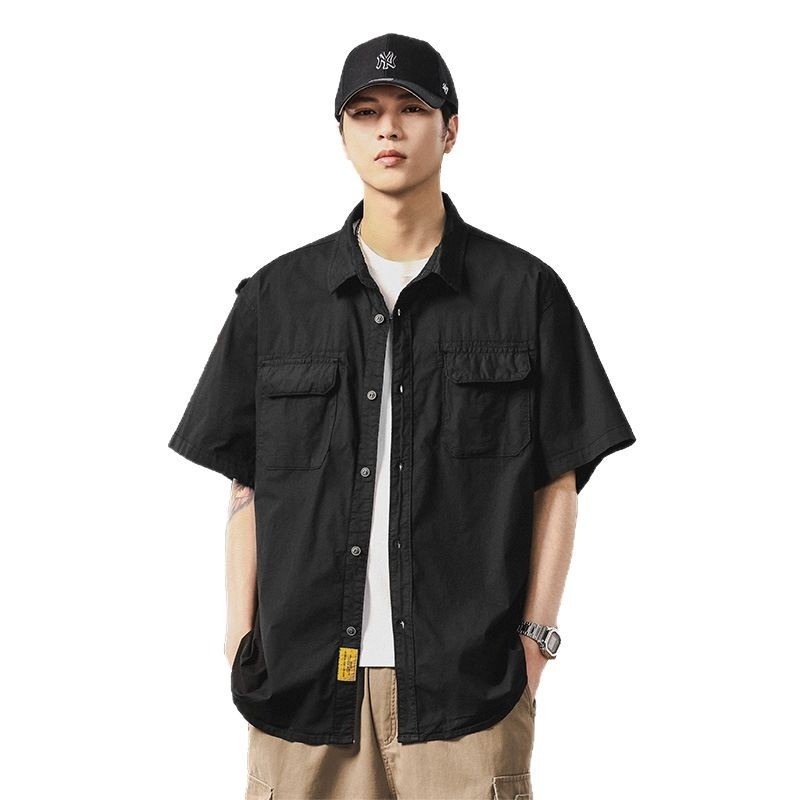 Multi-Pocket Cargo Short-Sleeve Men's Shirt for Summer Casual Wear