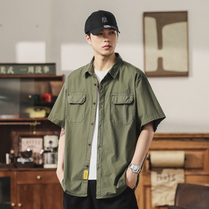 Multi-Pocket Cargo Short-Sleeve Men's Shirt for Summer Casual Wear