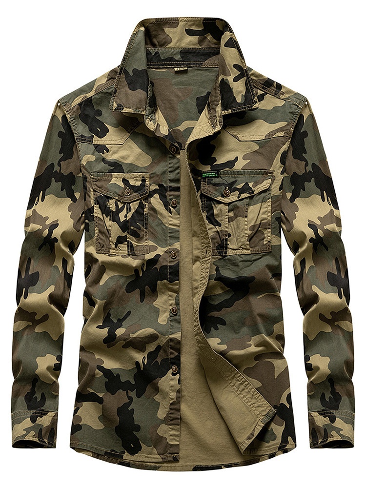 Camouflage Pattern Relaxed Fit Men's Shirt for Casual Wear
