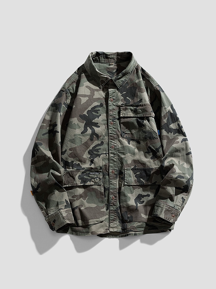 Camouflage Pattern Relaxed Fit Men's Over-Shirt for Casual Wear