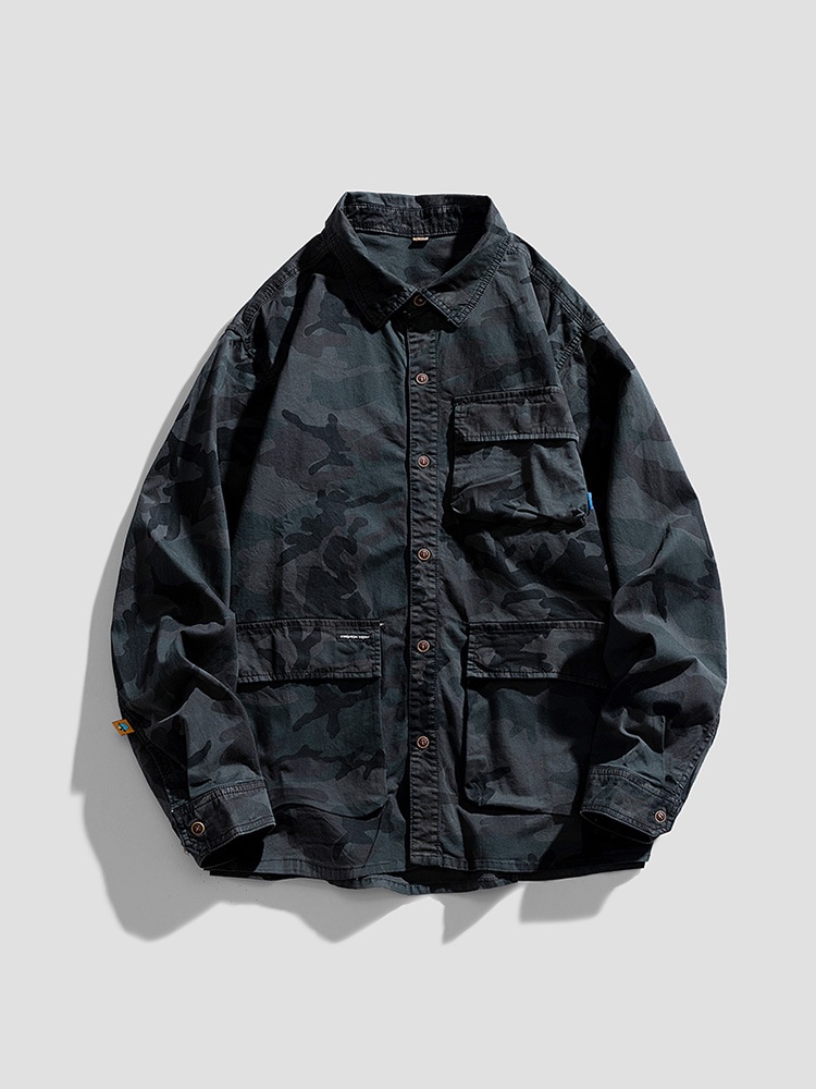 Camouflage Pattern Relaxed Fit Men's Over-Shirt for Casual Wear