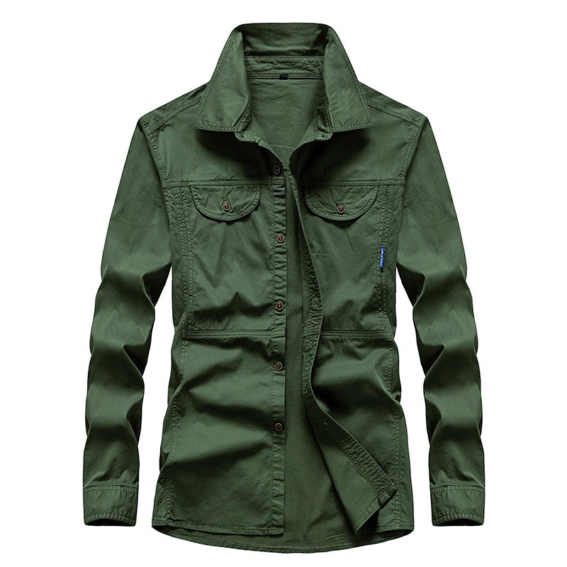 Stretch-Cargohemd für Herren mit mehreren Taschen und lockerer Passform für lässige Outdoor-Aktivitäten