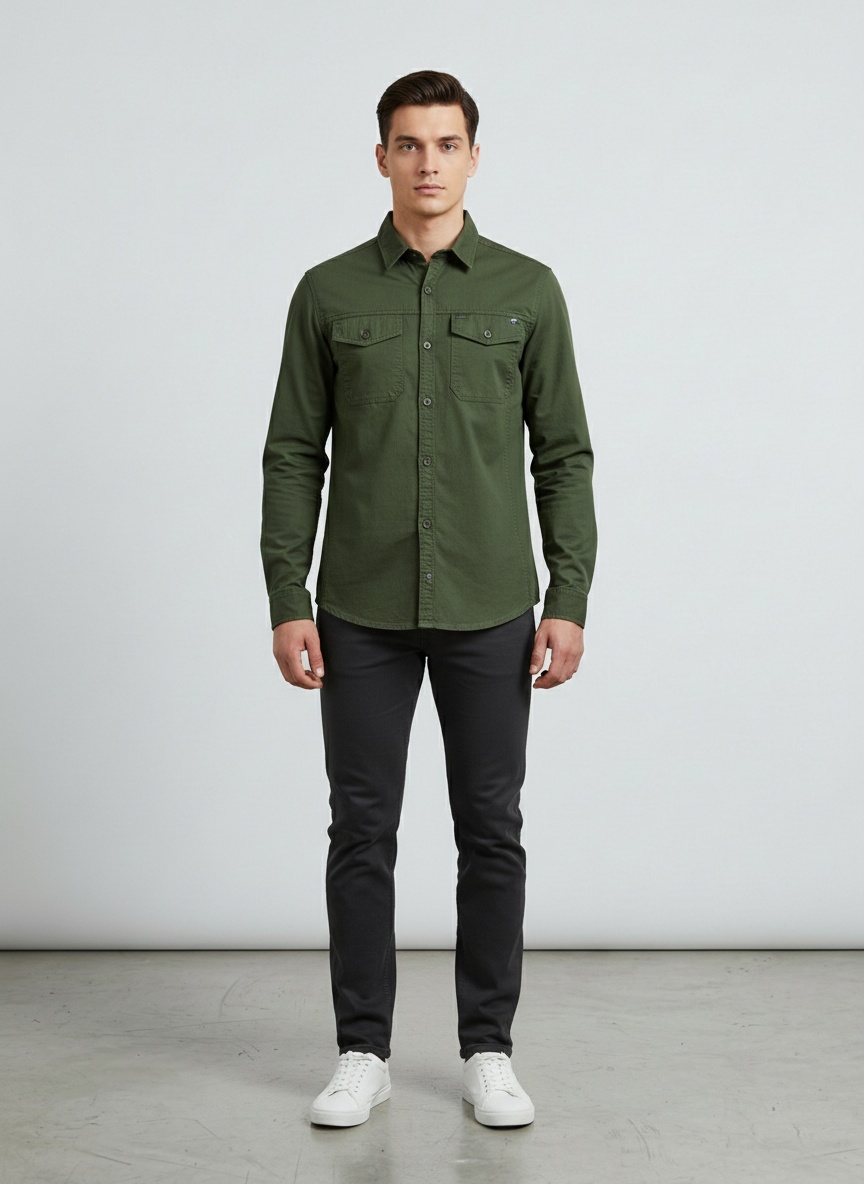 Stretch-Cargohemd für Herren mit mehreren Taschen und lockerer Passform für lässige Outdoor-Aktivitäten